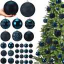 Soulchen 46 Pcs Navy Blue Christmas Balls Ornaments Set, 3.94/3.15/2.36/1.57 Inch Shatterproof Christmas Tree Hanging Plastic Balls Xmas Ornaments Decor for Xmas Tree Wreath Party Decoration Supplies