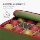 ZOBER Underbed Christmas Ornament Storage Box - Stores 72 Large 4" Ornaments, With Dividers - Tear Proof 600D Oxford Fabric, Ornament Organizer Storage Box, Durable Christmas Containers Holder - Green