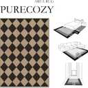 PureCozy 9x12 Checkered Easy Jute Area Rug for Living Room Large Checkerboard Washable Indoor Outdoor Carpet Farmhouse Patio Office Mat Geometric Non Slip Black Carpet for Backyard Dining Room
