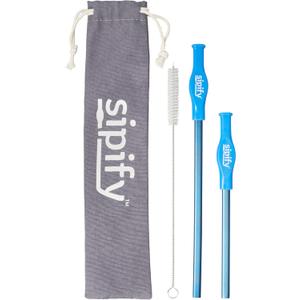Flow-Limiting Safe Drinking Straw | Adaptive Drinking Aids for Elderly & Dysphagia Patients | Reusable Stainless Steel Straw with Soft Silicone Tip | Dishwasher Safe | 2 Pack