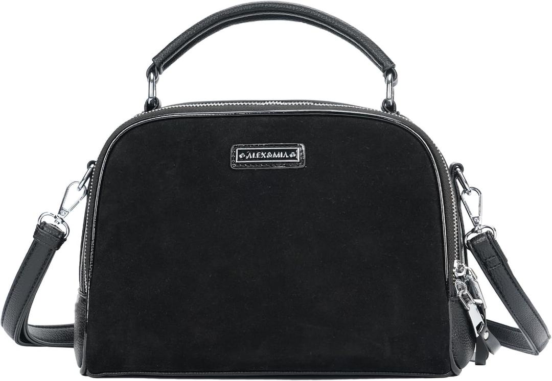 ALEX&MIA Women's Crossbody Bag - Suede & PU Leather Double-Sided Handbag with Adjustable Strap