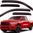 Lightronic Extra Durable Clip-on in-Channel Auto Vent Window Visor, Fits 2019-2025 Ram 1500 Quad Cab (Not Fit 1500 Classic Model), UV-Protect Rain Guard, Original Wind Deflector, Dark Smoke, 4-Pcs