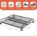 Under Bed Shoe Storage Organizer, 2 Pack Metal Mesh Under Bed Storage Containers with Wheels, Shoe Organizer Drawer Space Saving for Bedroom