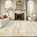 qWashable Area Rug 8x10 - Soft Large Non Slip Rugs for Living Room Stain Resistant Vintage Carpet 8x10 Area Rugs for Bedroom Dining Room Decor (Green/Beige 8'x10')