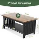 YOSHOOT 39.4" Farmhouse Coffee Table - Coffee Tables for Living Room, Small Coffee Table with Storage, Center Table for Living Room, Bedroom, Office, Black