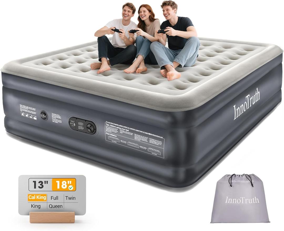 InnoTruth Cal King Air Mattress with Built in Pump, Keep Feet from Dangling, Extra Length Inflatable Blow up Mattress, Luxury Comfort for People(190CM Height), Ideal for Guest & Home, 700lbs