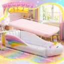 Unicorn Toddler Kids Inflatable Bed, Travel Bed with Safety Bumper and Air Mattress Portable Air Mattress with Pump for Vacation Hotel Home Sleepover Kids Birthday Gift