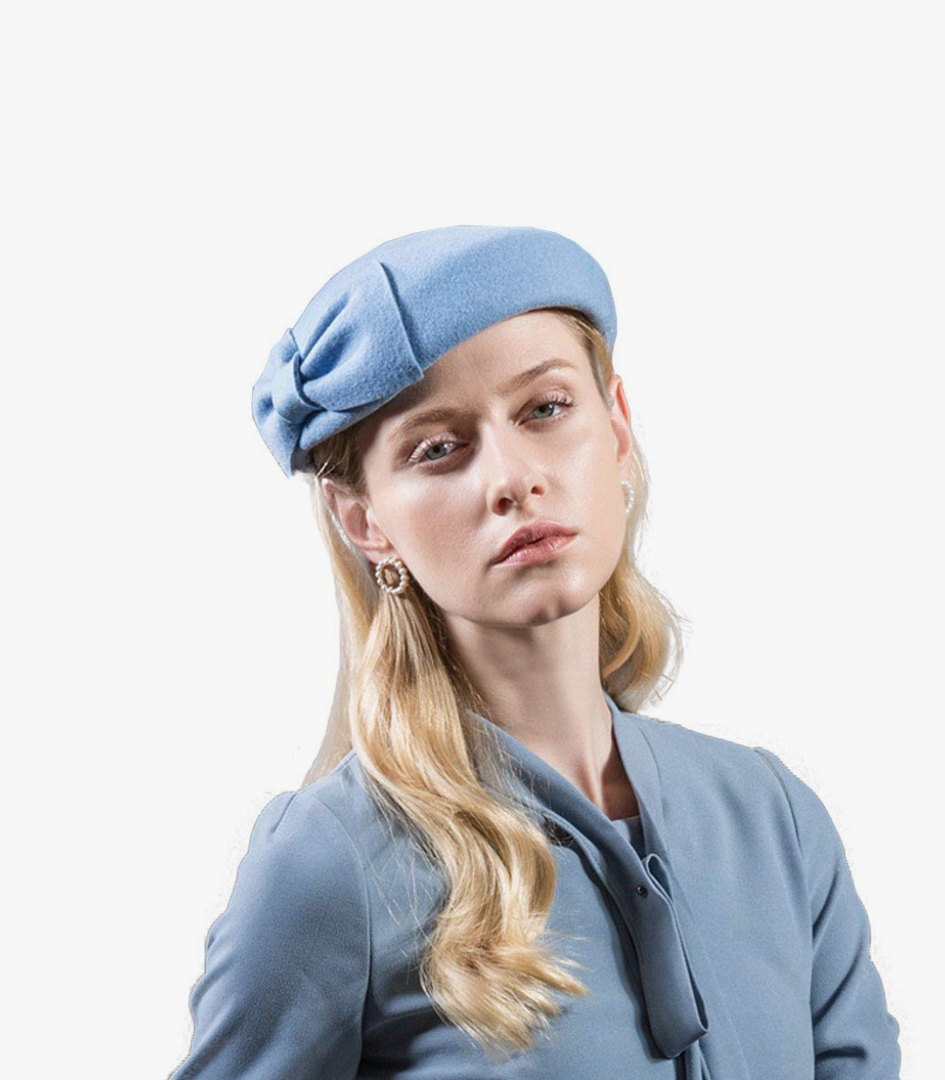 F FADVES Fascinator 100% Wool Pillbox Hats Cocktail Party Wedding Church Fedora