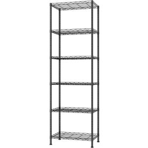 HOMEFORT 6-Shelving Unit, Adjustable Wire Shelving, Metal Wire Shelf Rack Organizer for Kitchen, Pantry, Closet, Bathroom, Laundry, Black,21" W x 11" D x 69" H