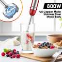 Immersion Blender Handheld 5 in 1, 800W 6 Speed Stick Blender ETL Certified, Stainless Steel BPA-Free with Chopper Whisk Frother for Soup Baby Food Smoothies