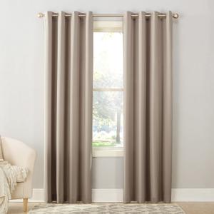 Sun Zero Barrow Energy Efficient Grommet Curtain Panel Pair 54" x 63" (Stone Beige)