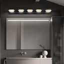 5 Light Bathroom Vanity Light Gold Black LED Dimmable Bath Light Over Mirror Golden Wall Sconce with Acrylic Lampshade,White Light 3000K-6000K,3 Color
