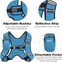 Weighted Vest, 6lb/8lb/12lb/16lb/20lb/25lb/30lb Weight Vest with Reflective Stripe, Weighted Vest for Men Women Workout Equipment for Strength Training, Running, Jogging, Fitness, Weight Loss (Blue with Bag, No Mesh Pocket)