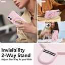 Magnetic Stand for iPhone 12 Case, Liquid Silicone, [Compatible with MagSafe][Built-in Kickstand&Ring Holder] Anti-Scratch Soft Microfiber Lining, Light Pink