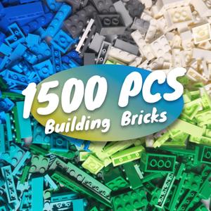 1500 Pieces Building Bricks, Classic Bulk Small Blocks, Classic Bricks Set Basic Building Blocks Compatible with All Major Brands(Natural Colors)