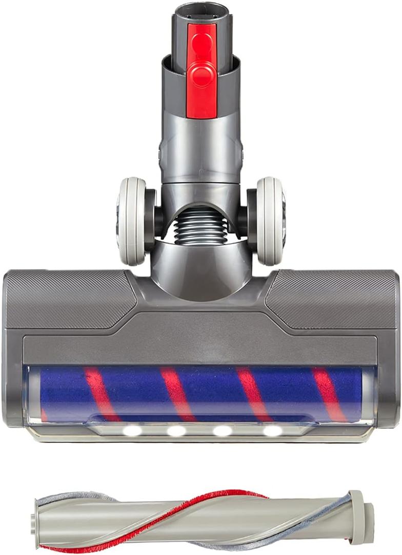 Motorized Vacuum Attachments Brush for Dyson V7 V8,Hardwood Floor Replacement Parts, Motorhead Accessories with LED Headlights,Soft Roller&Bristle for Short Carpet,Rug,Wood Cleaning.