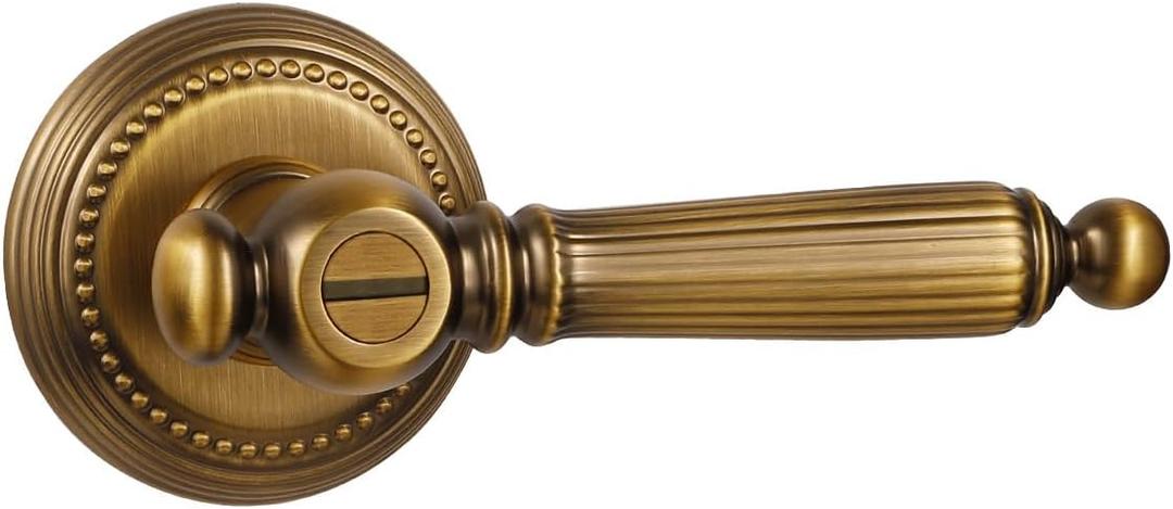 2 Pack Antique Brass Door Lever Privacy Antique Door Handle Door Lever Bedroom and Bathroom, Zinc Alloy
