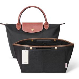 ZTUJO Purse Organizer Insert For Le Pliage, Compatible with Longchamp Le Pliage Shoulder Bag, Top Handle S/M Energy, Xtra S, Longchamp Organizer Insert (Black, Small)