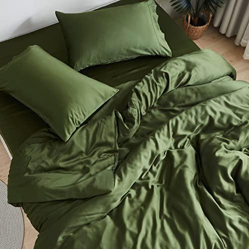 DOZ Sheet Set, 100% Viscose derived from Bamboo, Organically Grown, Buttery Soft, Cooling Sheets, High GSM, Deep Pockets - 3 Piece - 2 Pillowcases 1 Fitted Sheet (Forest, Full)