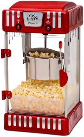 Elite Gourmet EPM-250 Maxi-Matic 2.5 Ounce Classic Carnival, Tabletop Kettle Popcorn Popper Machine, Retro-Style, Movie Hot Buttered Popcorn, Red