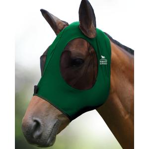 Harrison Howard Super Comfort Stretchy Fly Mask Large Eye Space with UV Protection Soft on Skin with Breathability Deep Green Full Size