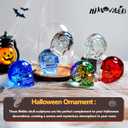 2 x 3in Handmade Crystal Skull Head Statue Colorful Glass Skull Decor Gifts for Halloween, Day of The Dead Decorations