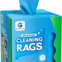 GLIMGLINT Microfiber Cleaning Cloth, 100 Pack Cleaning Rags, Lint-Free, Ultra Absorbent Reusable Paper Towels for Home, Kitchen, Car, Garage or Shop, Dish Rags, 11" x 9", Blue