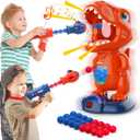 EagleStone Movable Dinosaur Shooting Toys for Kids Games with 2 Air Pump Gun, Party Toys with Score Record, LED & Sound, 48 Foam Balls Electronic Target Practice Gift for Boys and Girls