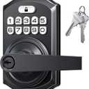 TEEHO TE004 Keyless Entry Keypad Door Lock with Handle - Front Digital Door Electronic Deadbolt with Anti-Peeping, Auto Lock & Passage Mode - Easy Installation - Matte Black