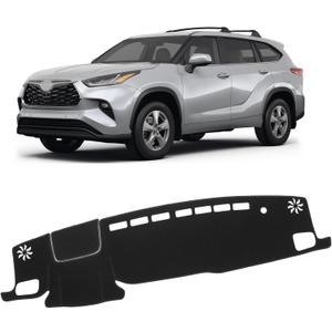 KUST Black Dash Cover for Toyota Highlander 2020-2025 2026 (L, LE, XLE, XSE, Limited, Platinum) (with HUD) Non-Slip Center Console Dashboard Cover No Glare (Not Fit for Toyota Grand Highlander)