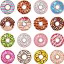 Xuhal 16 Pcs Diamond Painting Magnets DIY Diamond Painting Kits for Gem Art Magnet Fridge Stickers for Beginners Adults DIY Crafts Party(Donut) (Donut)