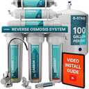 NU Aqua 6-Stage Alkaline Under Sink Reverse Osmosis Water Filter System - 100 GPD RO Filtration & Remineralization - Faucet & Tank - PPM Meter - 100GPD Undersink - Home Kitchen Drinking Water Purifier