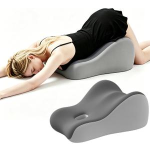 Memory Foam Wedge Pillow Intimacy Couples Pillow, Pregnant Ergonomic Contoured Position Pillow for Sleeping & Reading, Multi-Functional Bed Pillow Back Support Cushion Double Grey