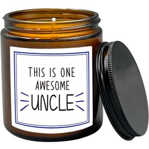 HIWX Best Uncle Scented Candle, Fathers Day Birthday Christmas Gifts for Uncle, Uncle Gifts from Niece, Best Uncle Gifts, Uncle Birthday Lavender,Vetiver, Sandalwood Scented 8oz Holders Candles Jar