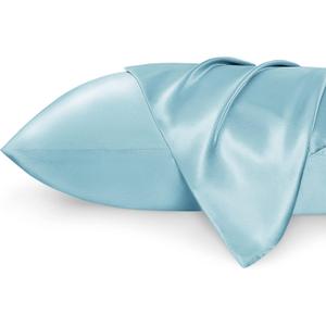 Bedsure King Size Satin Pillowcase Set of 2 - Light Blue Silky Pillow Cases for Hair and Skin with Envelope Closure, Similar to Silk Pillow Cases, Gifts for Women Men, 20x36 Inches, 2pcs