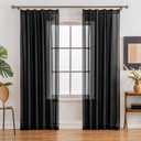 Pinch Pleated Sheer Curtains 80 Inches Long Light Filterring Sheer Semi Voile Drapes Pinch Pleated Curtains for Living Room Bedroom(Black, 42 W x 80 L, 2 Panels)