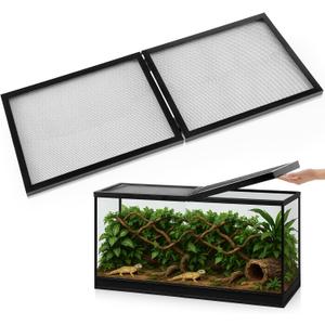 Landhoow 60 Gallon Screen Cover for Hinged Door Pet Reptile Terrarium Screen Cover Large Reptile Terrarium Fish Tank Lid with Center Hinge