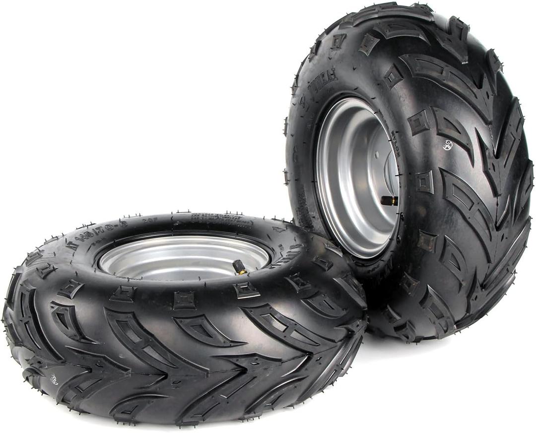 145/70-6 Wheels,145 70-6 ATV Wheels for Quad ATV Go Kart Tubeless Tyres Kazuma Roketa 110cc Motovox MBX10 MBX11 MBX12 RT100 (Silver)