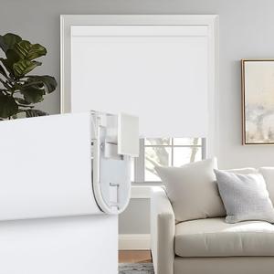 Persilux No Drill No Tools 100% Blackout Roller Shades for Indoor windows, Free-Stop Cordless Roller Blinds, UV Protection Thermal Insulated Fabric Roller Window Shades for Home (White, 20"W x 72"H)