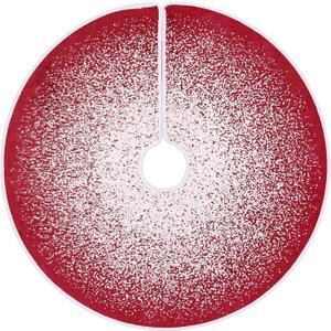 N&T NIETING Christmas Red Tree Skirt, 23 Inch Mini Tree Cover with White Snowflake Printed for Farmhouse Holiday Party Indoor Winter Xmas Tree Decorations (24 INCH, Red)