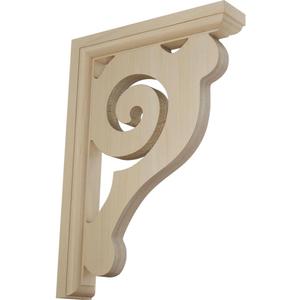 Ekena Millwork BKT01X06X08BURW Bulwark Wood Brackets, 1 1/2"W x 6"D x 8 1/2"H , Rubberwood