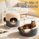 2 Pack 2-in-1 Cat Cave Bed, Cozy Covered Cat Beds for Indoor Cats | 15.7"D x 13"H, Cave To Bed In Seconds, Ideal For Cats That Love To Curl Up, Pet-Safe Materials, Machine Washable, Grey