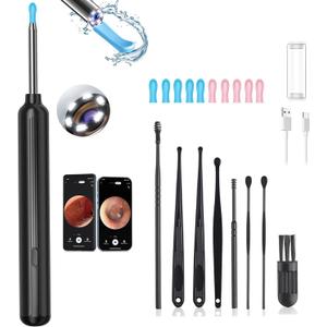 Ear Wax Removal, Ear Wax Removal Tool Camera with 1080P and 6 LED Lights, Ear Cleaner with 10 Replacement Tips, Earwax Removal Kit with Camera and 7 Pcs Ear Picks for Android/iOS