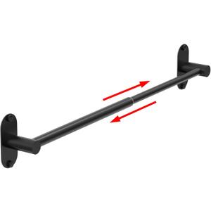 Towel Bar, Adjustable 14.4inch - 25.2inch Towel Rack, Self Adhesive Wall Mounted for Bathroom Kitchen Hand Towel Holder Cloths Hanger 304 Stainless Steel Organizer Single Bar (1, Matte Black)