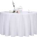 Ascoza 2pack 108 Inch White Round Tablecloth in Polyester Fabric for Wedding/Banquet/Restaurant/Parties