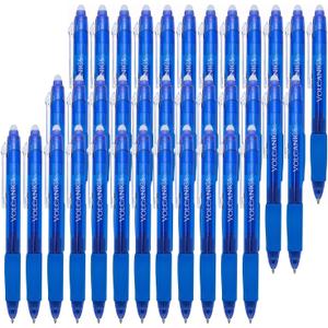 Volcanics Retractable Clicker Erasable Gel Pens - 0.7mm Ball Point, Heat Erase with Built-in Eraser, 36 Pack Blue
