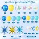 Blosssound 113 Pcs Cartoon Sponge theme Balloon Arch Kit Yellow Party Decorations with Blue Yellow Teal Clear Star Latex Balloons for Birthday Supplies Party Decor