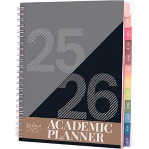 Rileys 2025-2026 18-Month Academic Weekly Planner - Geographic Weekly & Monthly Agenda Planner, Flexible Cover, Notes Pages, Twin-Wire Binding (8.5 x 11 inch, Black)