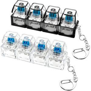 2 PCS Keyboard Fidget Toy, Keyboard Fidget Keychain 4-in-1 Keyboard Decompression Button Finger Clicker Toys, Button Stress Relief Fidget Gifts to Relief Stress (Clear Black)
