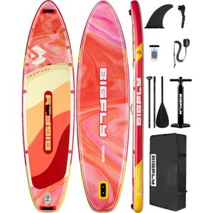Bigfly Inflatable Stand Up Paddle Board 11*34*6, Blow Up Paddle Board for Adults,with Detachable Fins, Pump, Floating Paddle, Safety Leash,Backpack